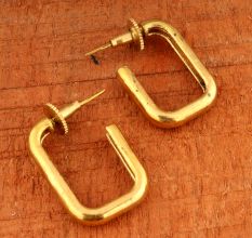Brass Square geometric hoop earring, Gold plated jewelry, Wholesale earring